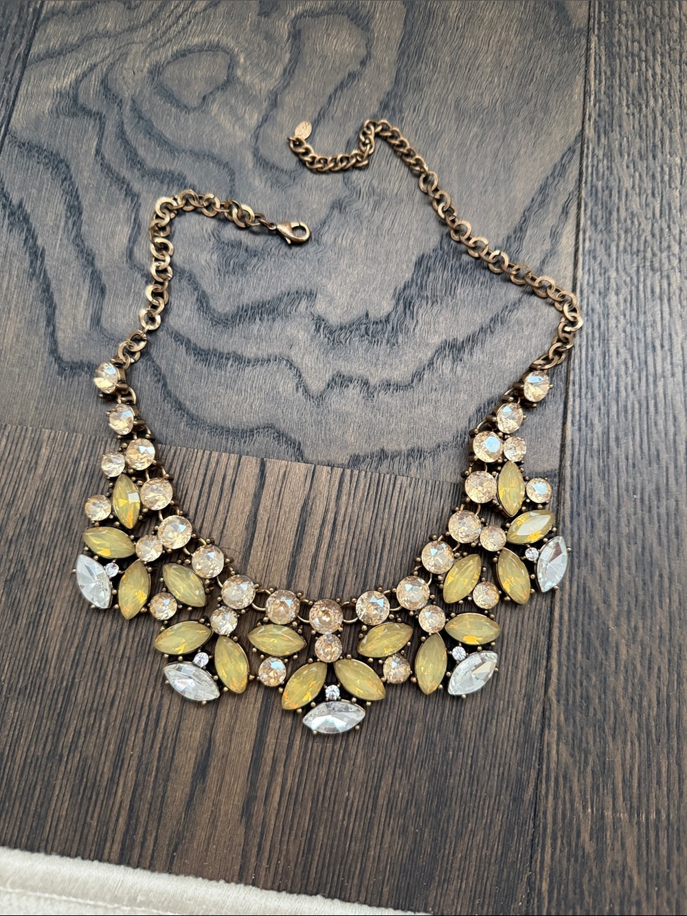 Aldo Gold-Tone Necklace with Yellow and Clear Crystals